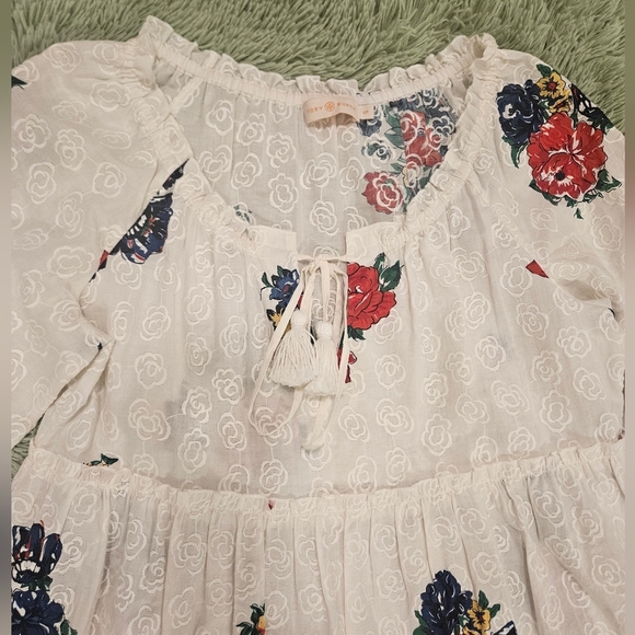 Tory Burch Floral Embroidered Ruffle Dress - Picture 8 of 11